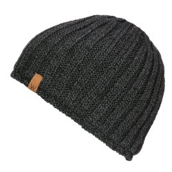 Bonnet tricot épais doublé polaire - gris