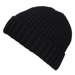 Bonnet tricot doublé polaire - noir