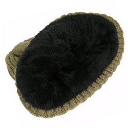 Bonnet tricot doublé polaire - kaki
