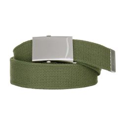 Ceinture toile 40mm avec boucle chromée - kaki
