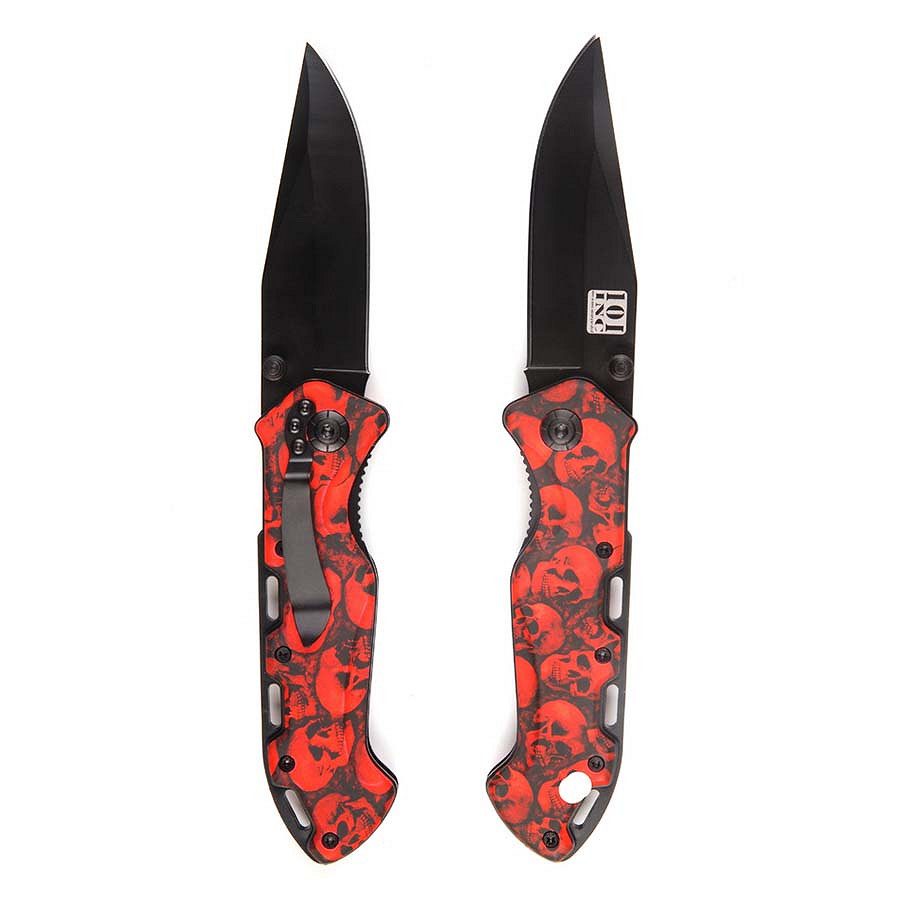 Couteau pliant Skull rouge