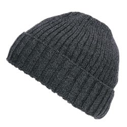 Bonnet tricot doublé polaire - gris