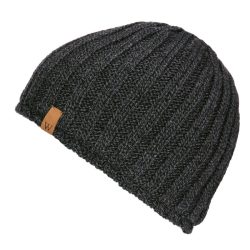 Bonnet tricot épais doublé polaire - gris