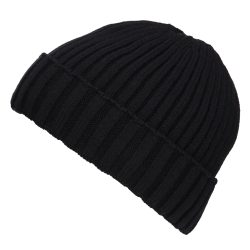 Bonnet tricot doublé polaire - noir