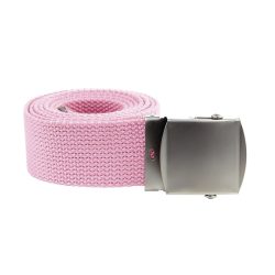 Ceinture toile 40mm avec boucle chromée - rose