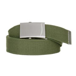 Ceinture toile 40mm avec boucle chromée - kaki