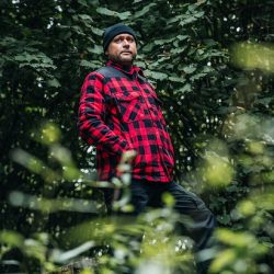 Veste bûcheron sherpa lumbershell - noir-rouge