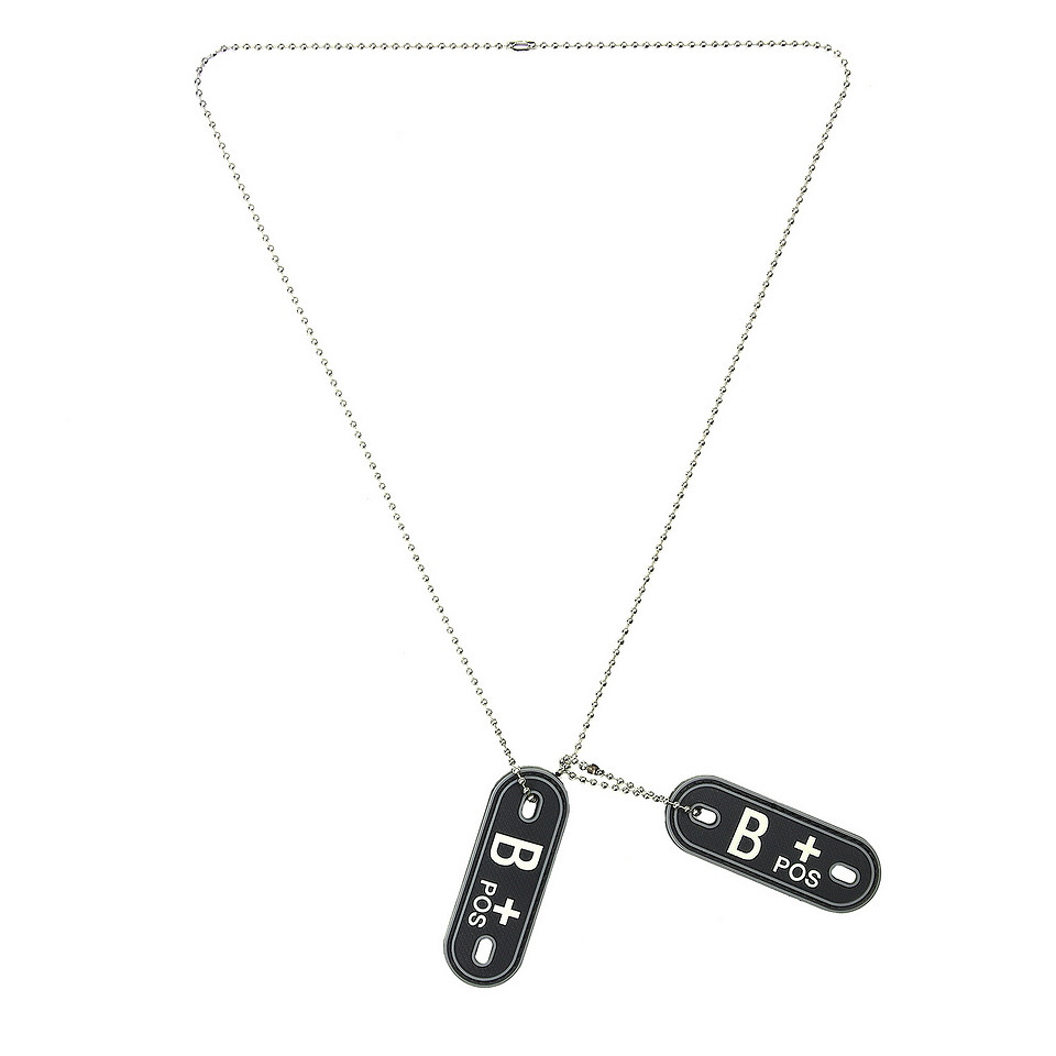 Dog tag PVC Groupe sanguin « B+ »