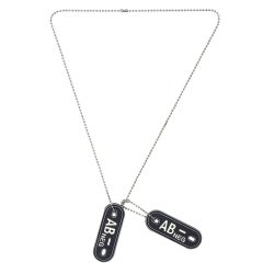 Dog tag PVC Groupe sanguin « AB- »