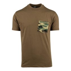 Tee shirt uni avec poche camouflage - coyote