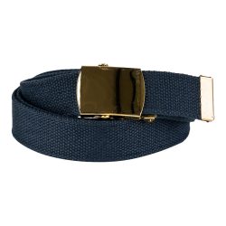 Ceinture toile 30mm avec boucle dorée - bleu