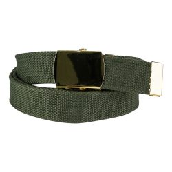 Ceinture toile 30mm avec boucle dorée - vert