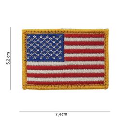 Patch tissu avec velcro "Drapeau USA" bordure jaune